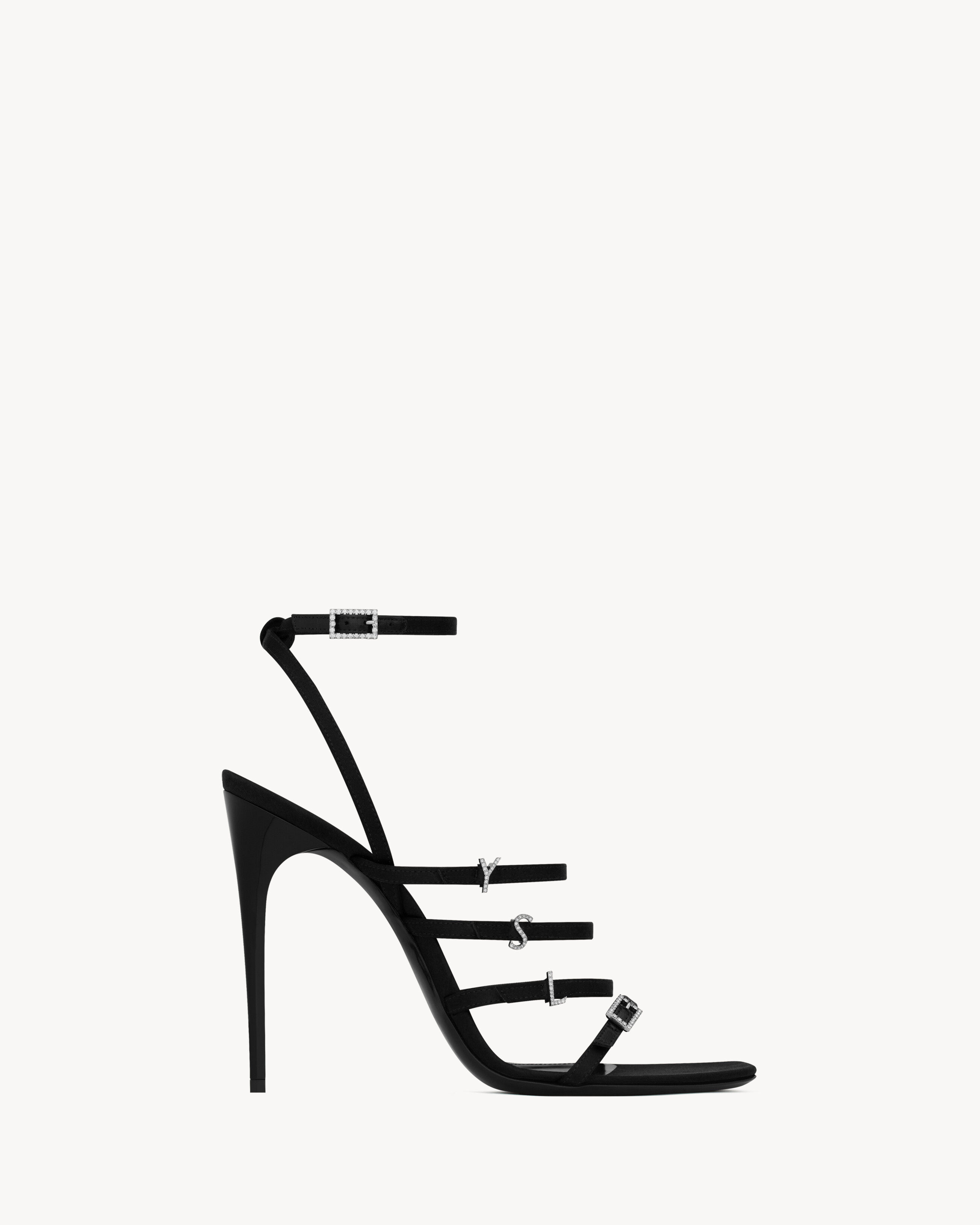 Jerry sandals in crepe satin and rhinestones