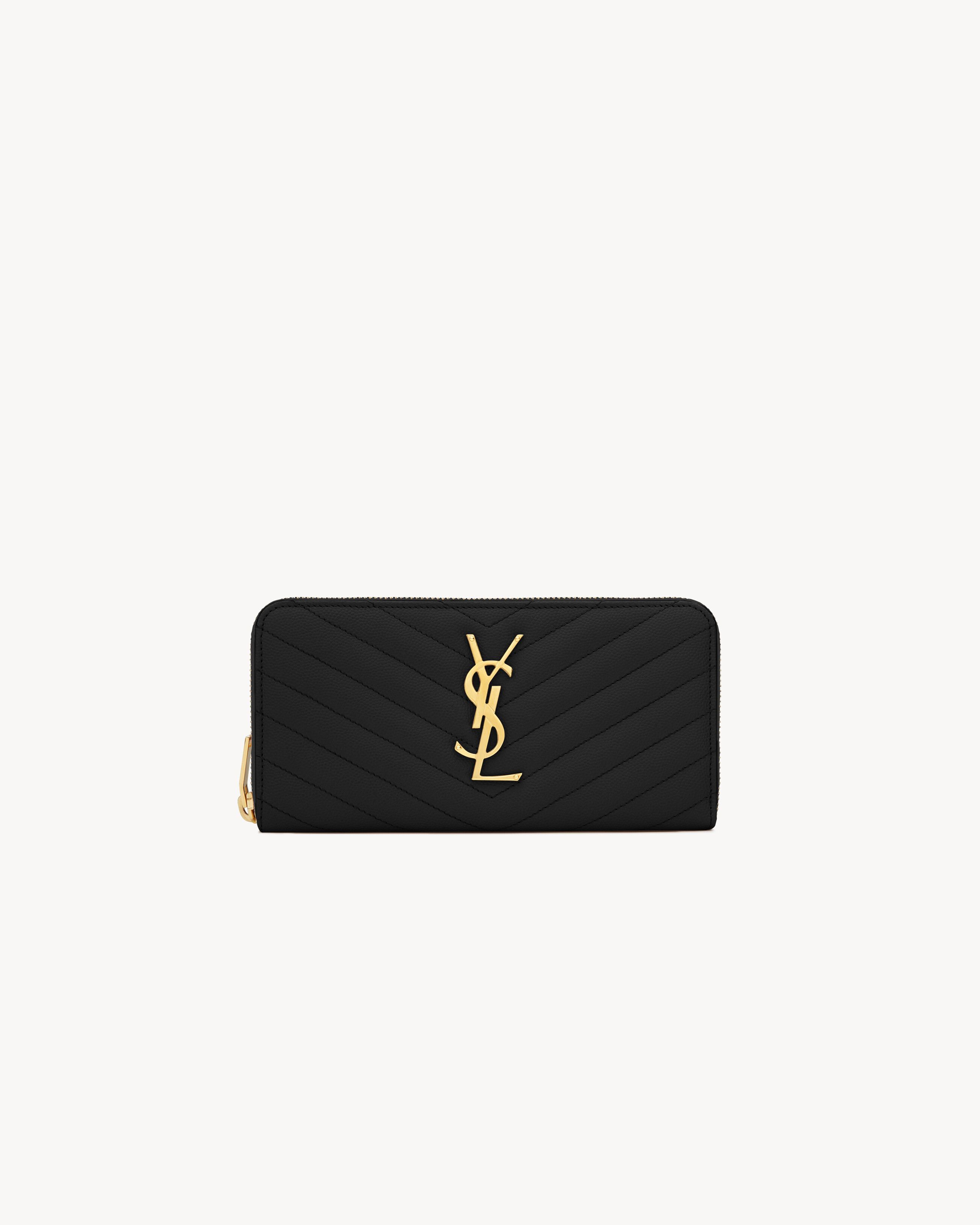 CASSANDRE MATELASSé ZIP AROUND WALLET IN GRAIN DE POUDRE LEATHER