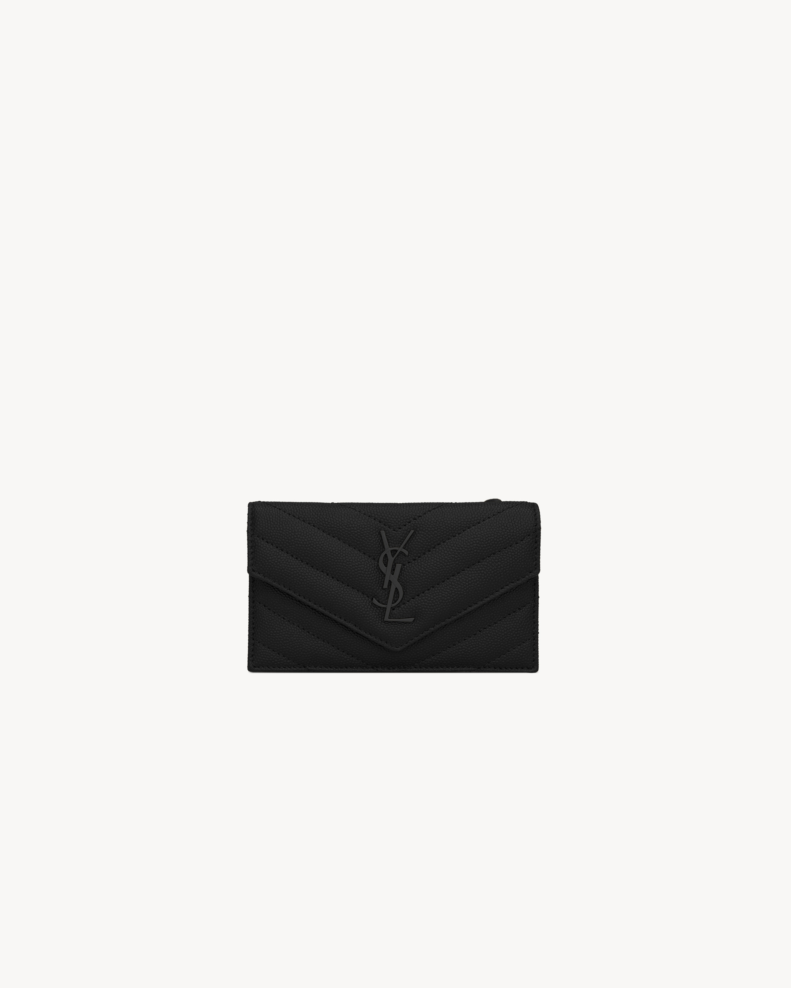 CASSANDRE MATELASSé FRAGMENTS FLAP CARD CASE IN GRAIN DE POUDRE LEATHER