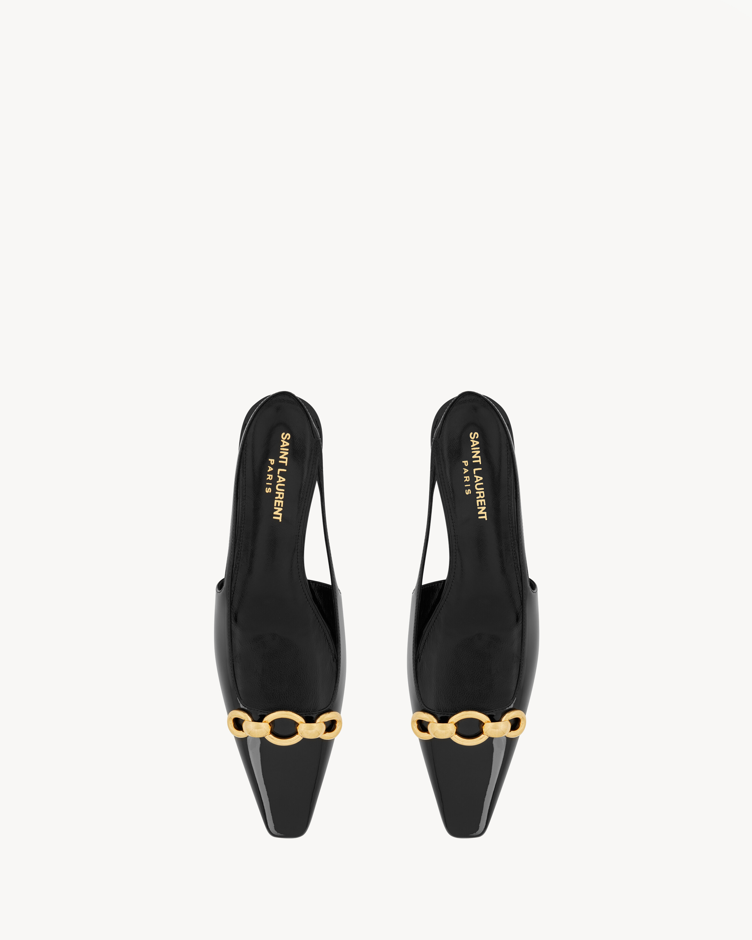 Blade slingback flats in patent leather