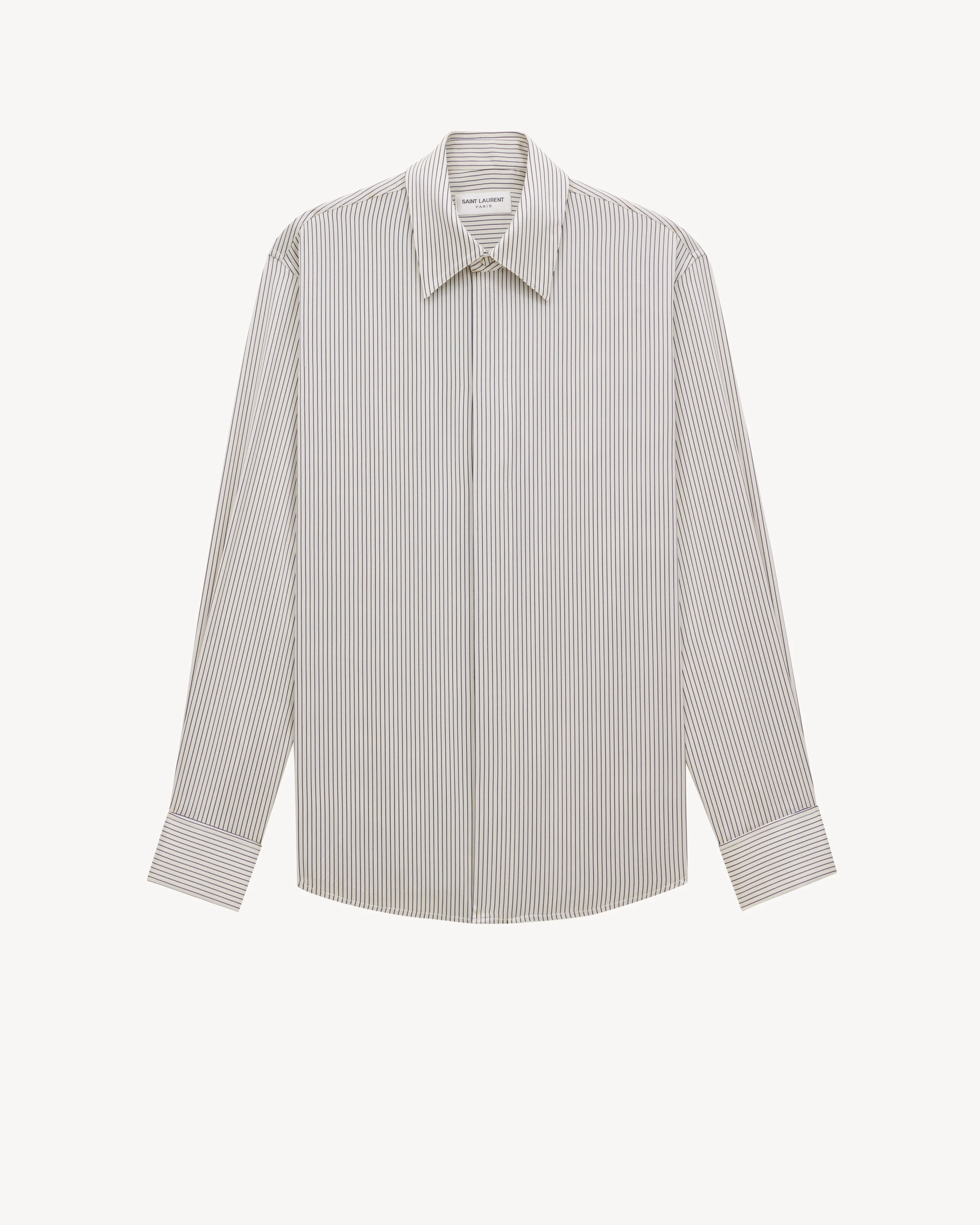 Boyfriend Shirt in Striped Silk Satin