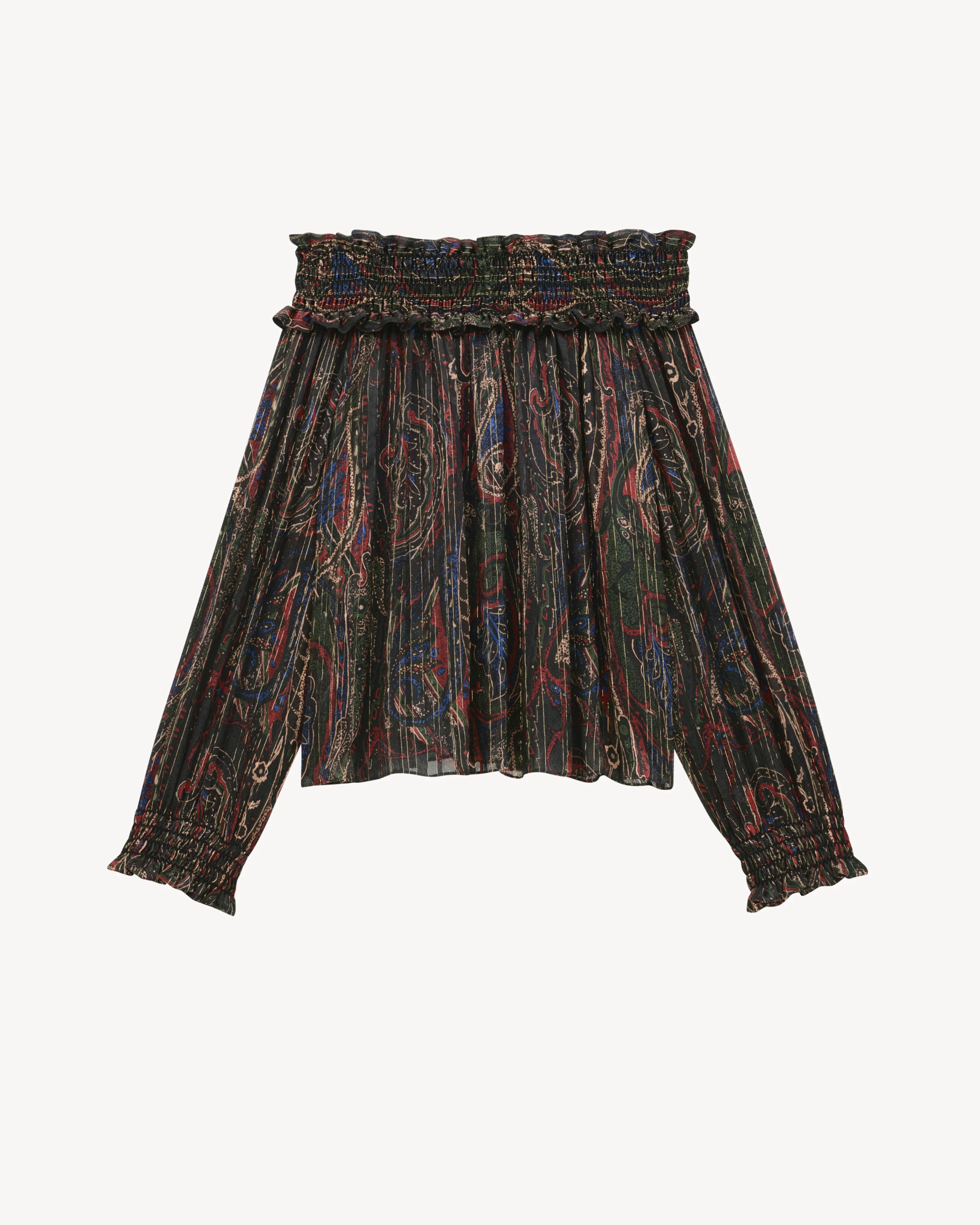 smocked blouse in lurex paisley silk 3 smocked blouse in lurex paisley silk