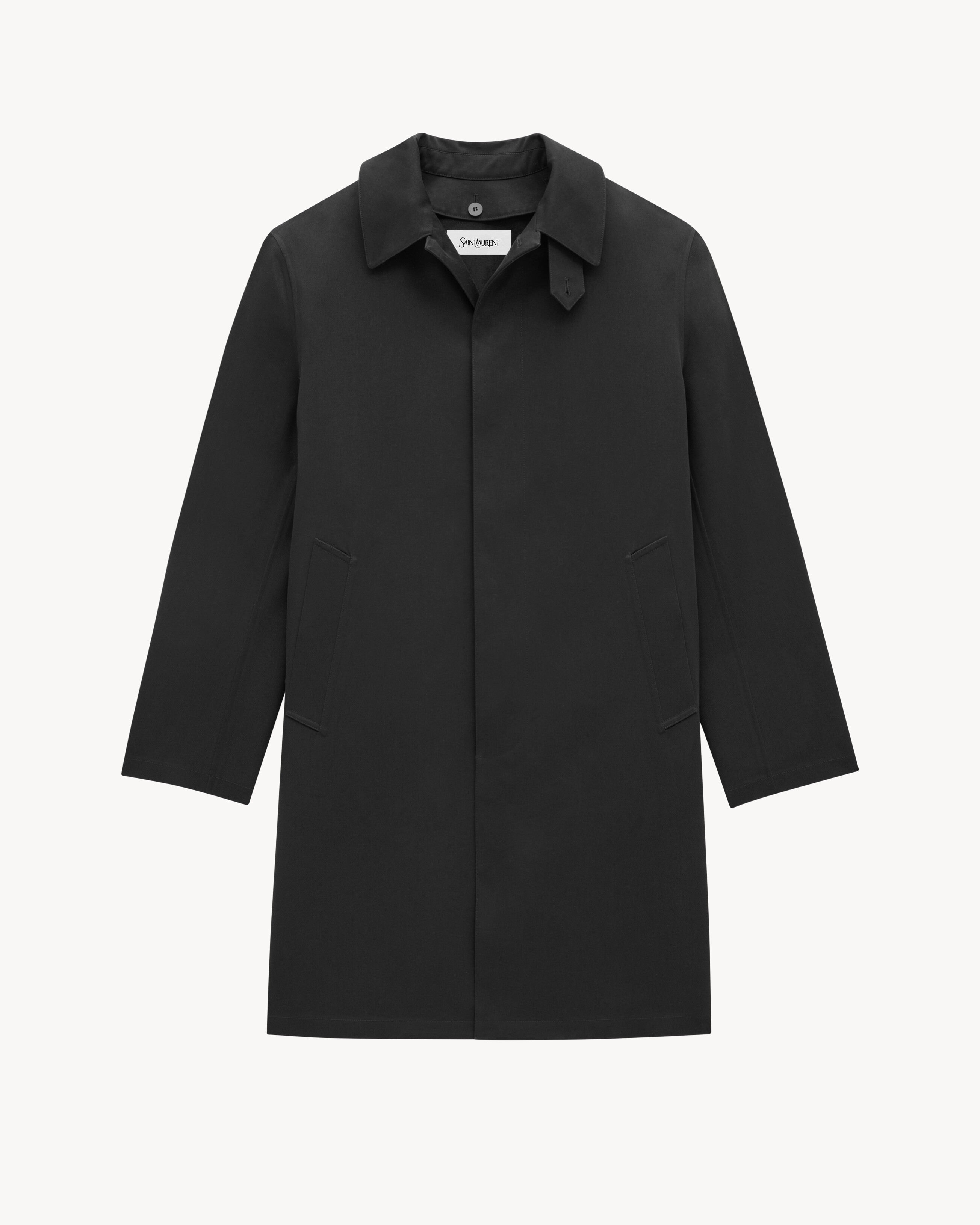 shearling-lined mac coat in nylon serge