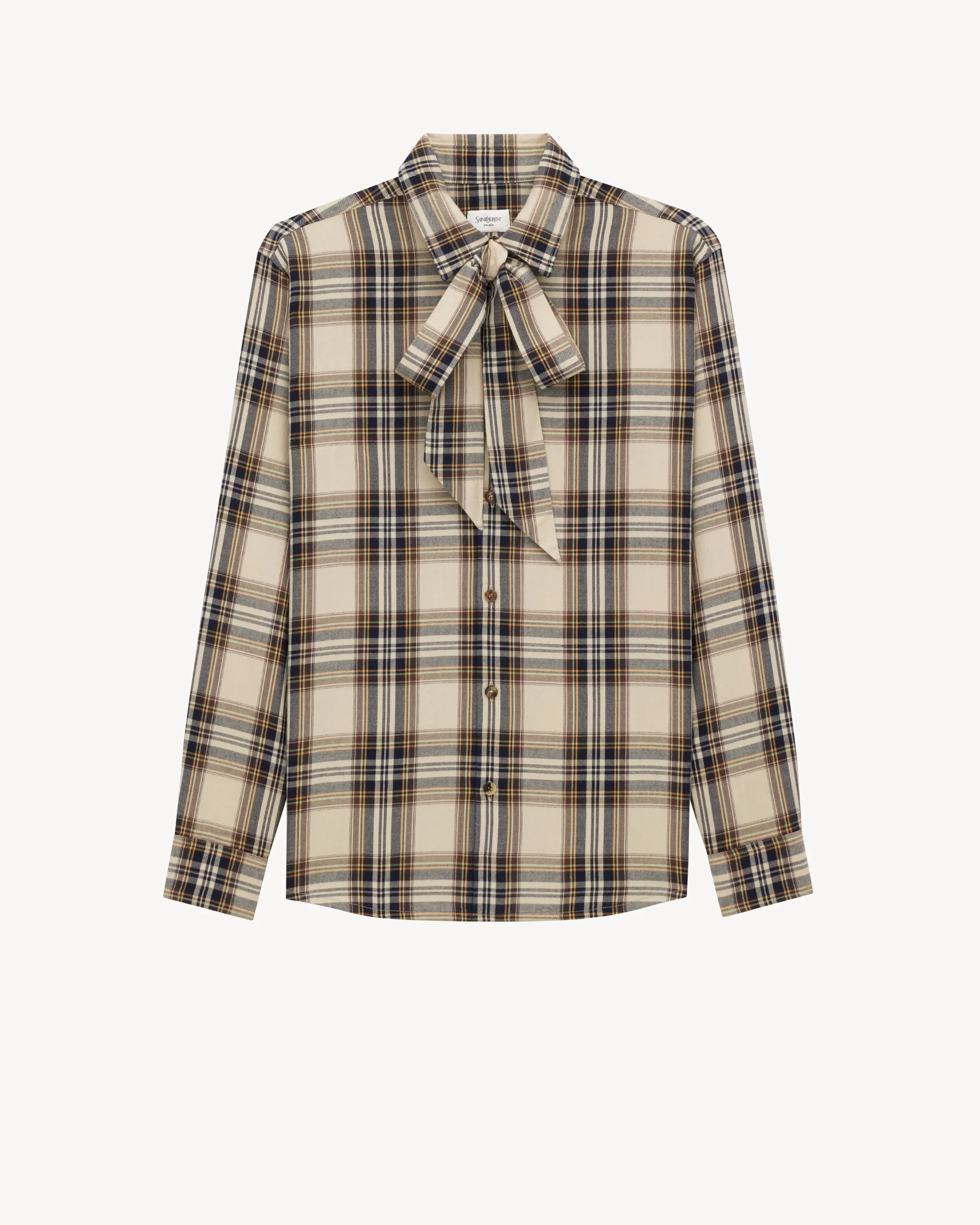 CASSANDRE lavallière shirt in cotton tartan