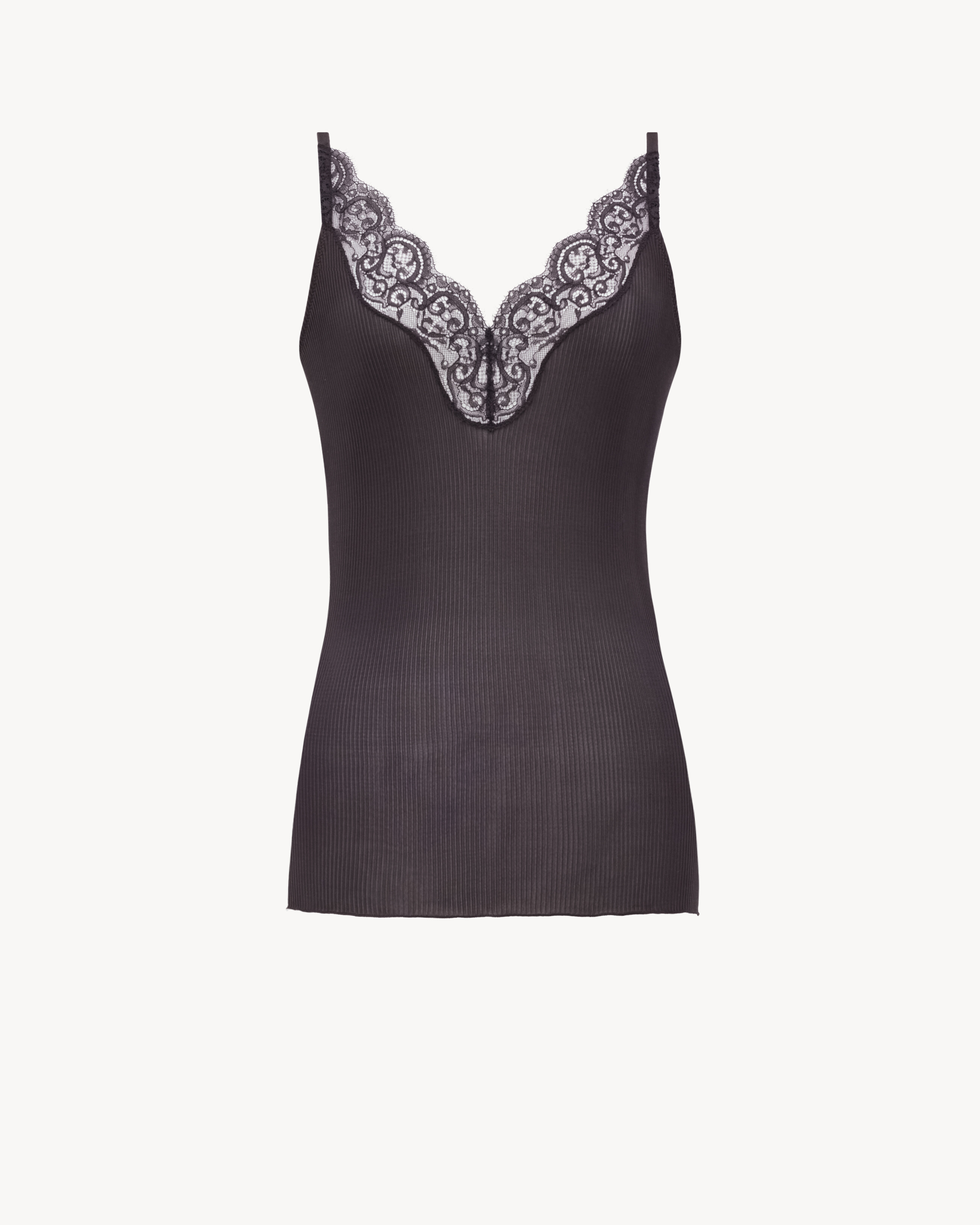 laced tank top in ribbed silk jersey