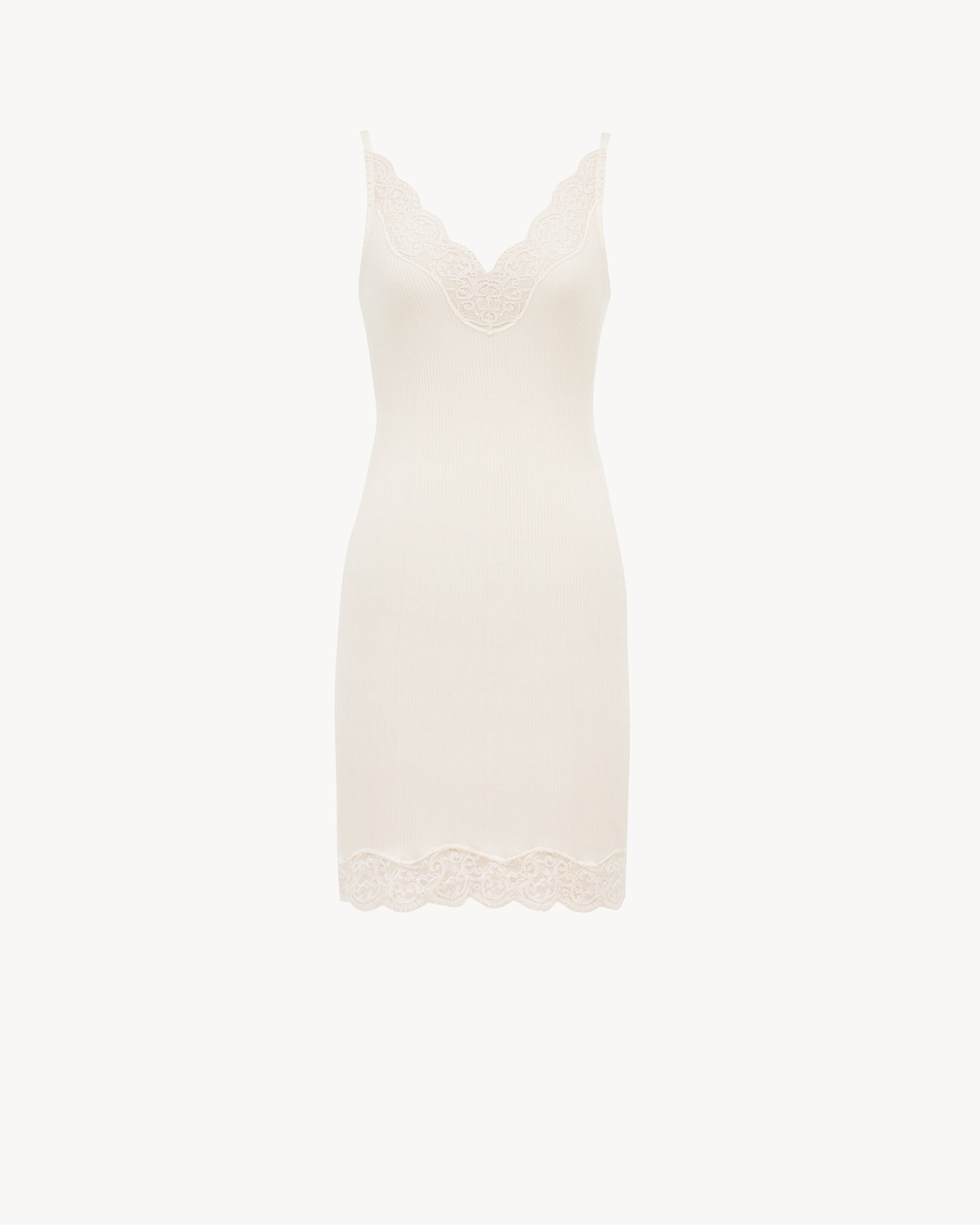 Laced Slip Dress in Ribbed Silk Jersey